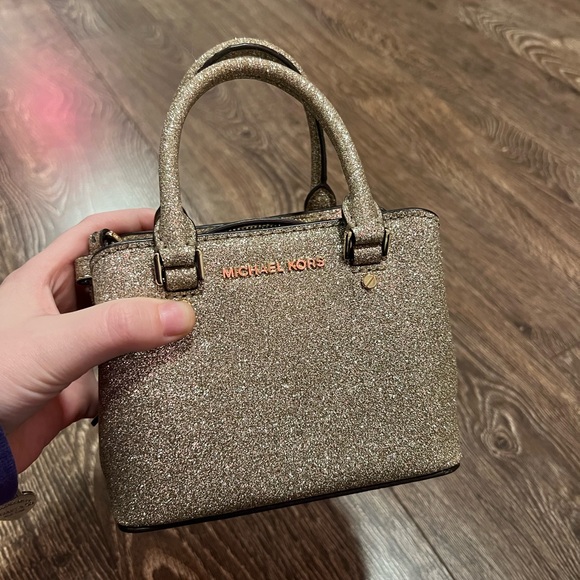 Michael Kors MK Savannah mini satchel gold sparkle - Picture 5 of 8